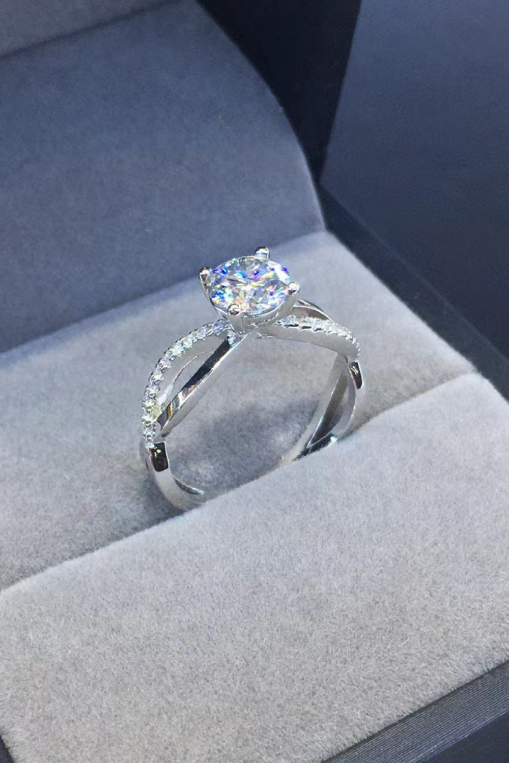 2 Carat Moissanite Crisscross 925 Sterling Silver Ring  Rings- Doll Fits