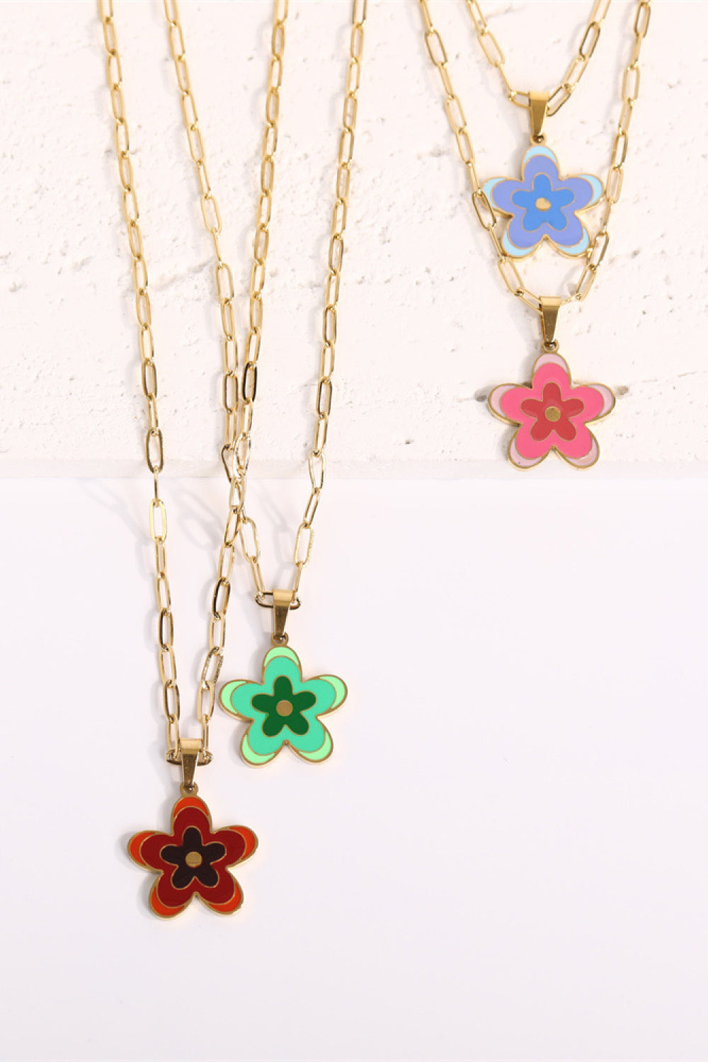 Flower Pendant Stainless Steel Necklace  Necklaces- Doll Fits