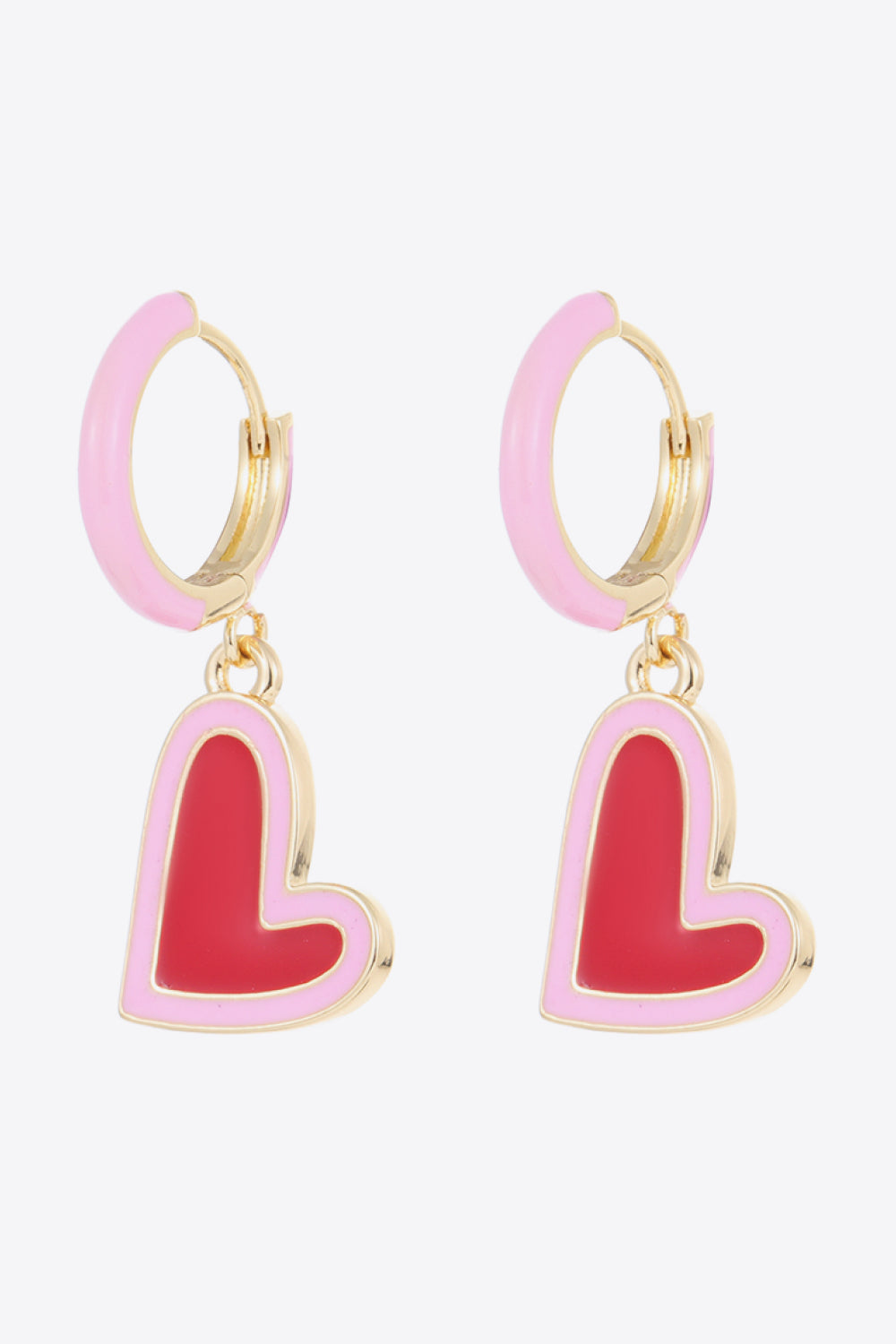 Contrast Heart-Shaped Drop Earrings  Earrings- Doll Fits