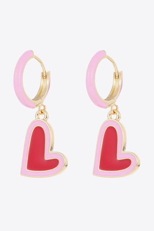 Contrast Heart-Shaped Drop Earrings  Earrings- Doll Fits