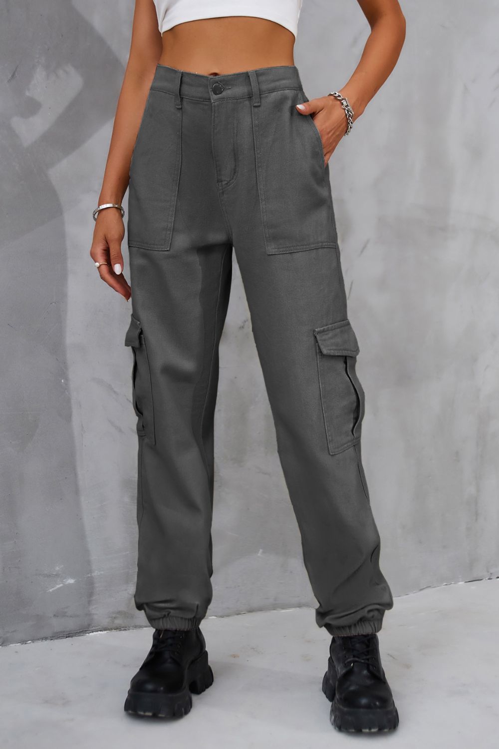 Buttoned High Waist Jeans with Pockets  - Doll Fits