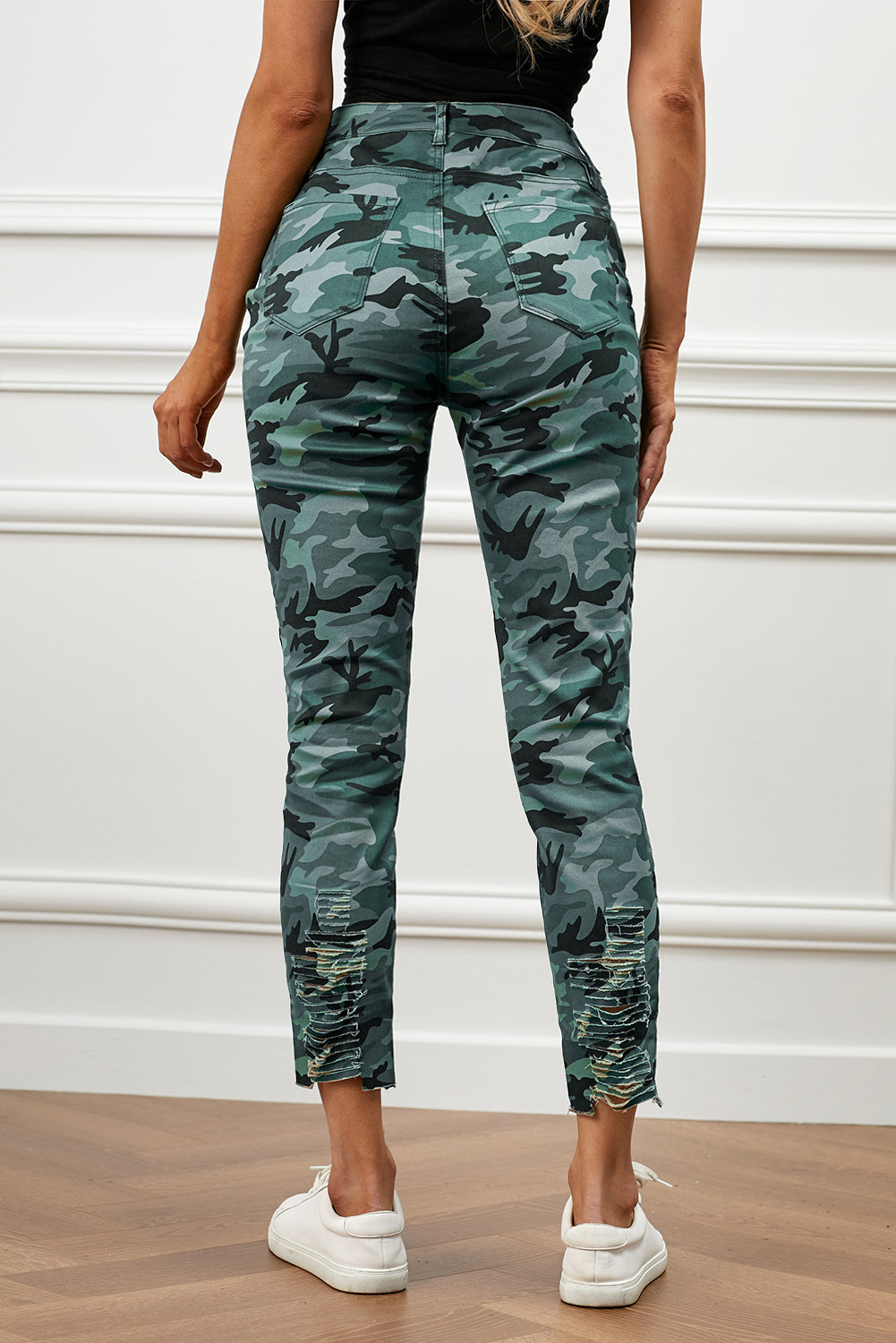Finley Distressed Camouflage Jeans  Pants- Doll Fits