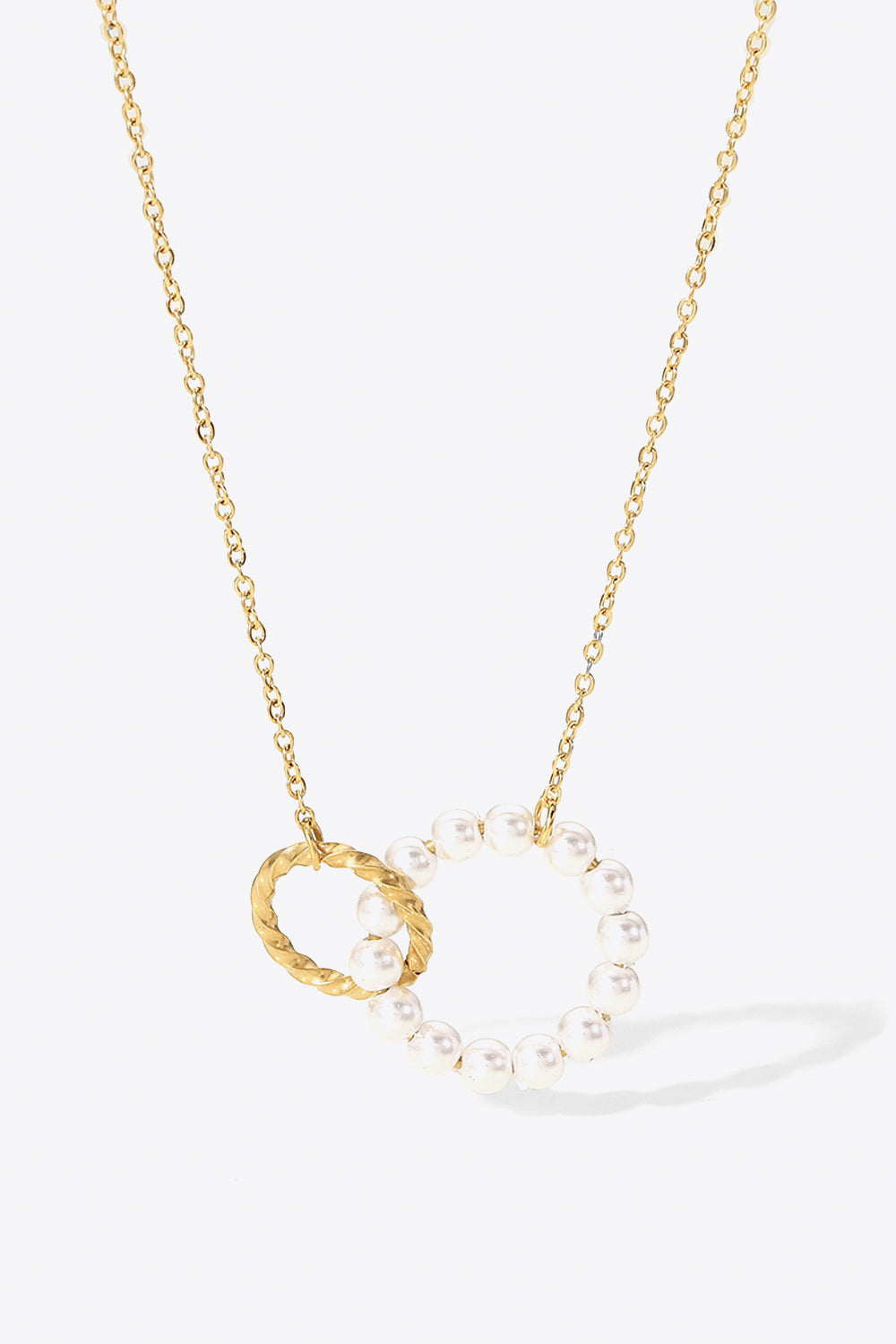 Pearl Hoop Link Pendant Necklace  Necklaces- Doll Fits