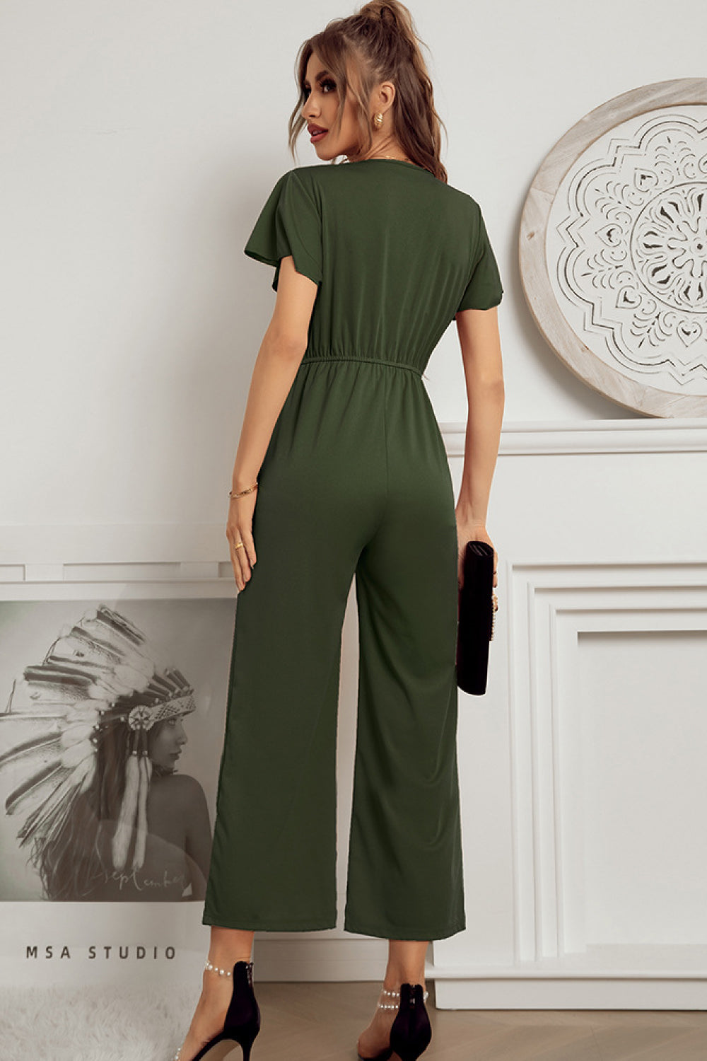 Flutter Sleeve Surplice Jumpsuit  Jumpsuits & Rompers- Doll Fits