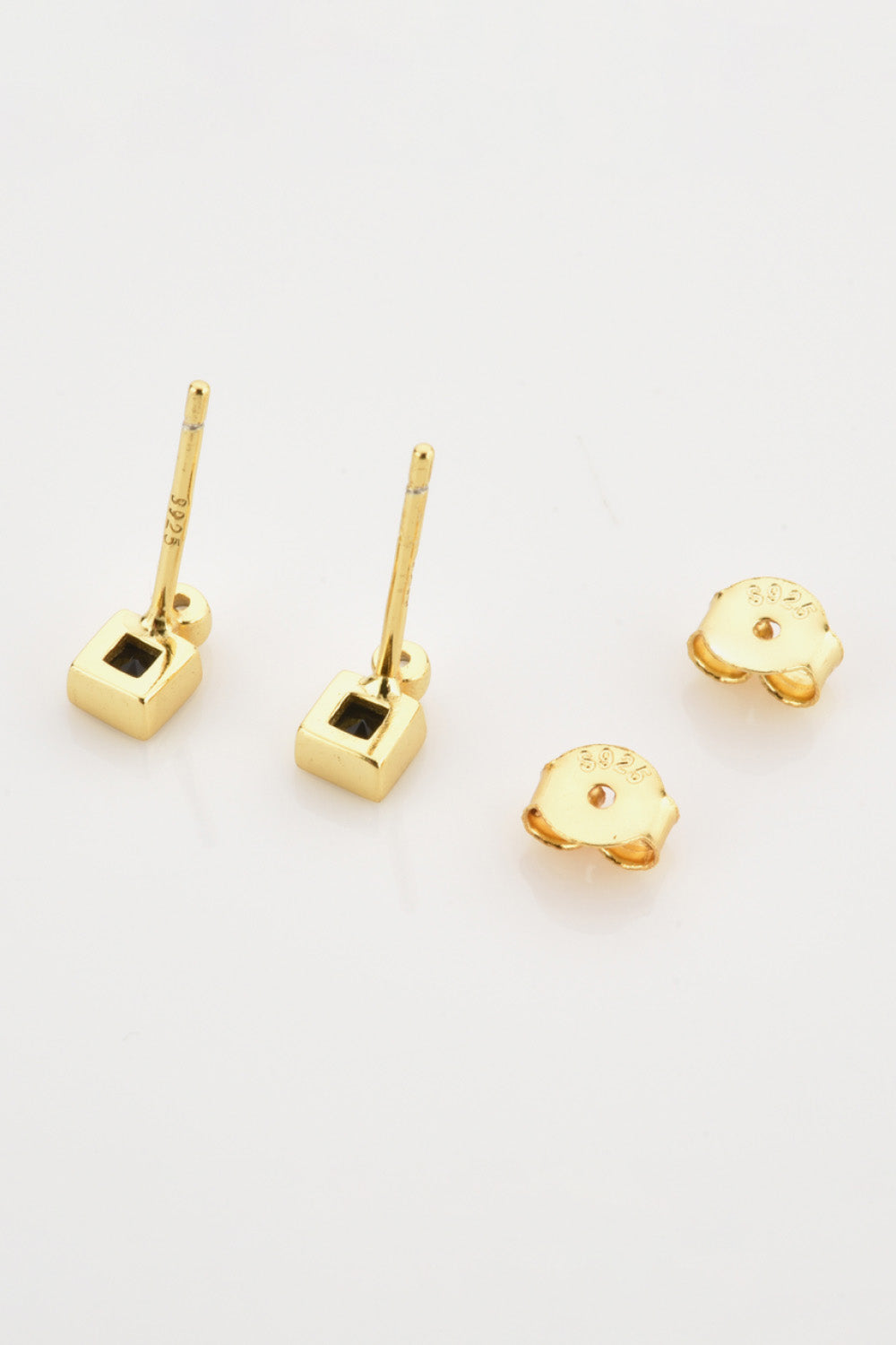 Inlaid Zircon Square 925 Sterling Silver Earrings  Earrings- Doll Fits