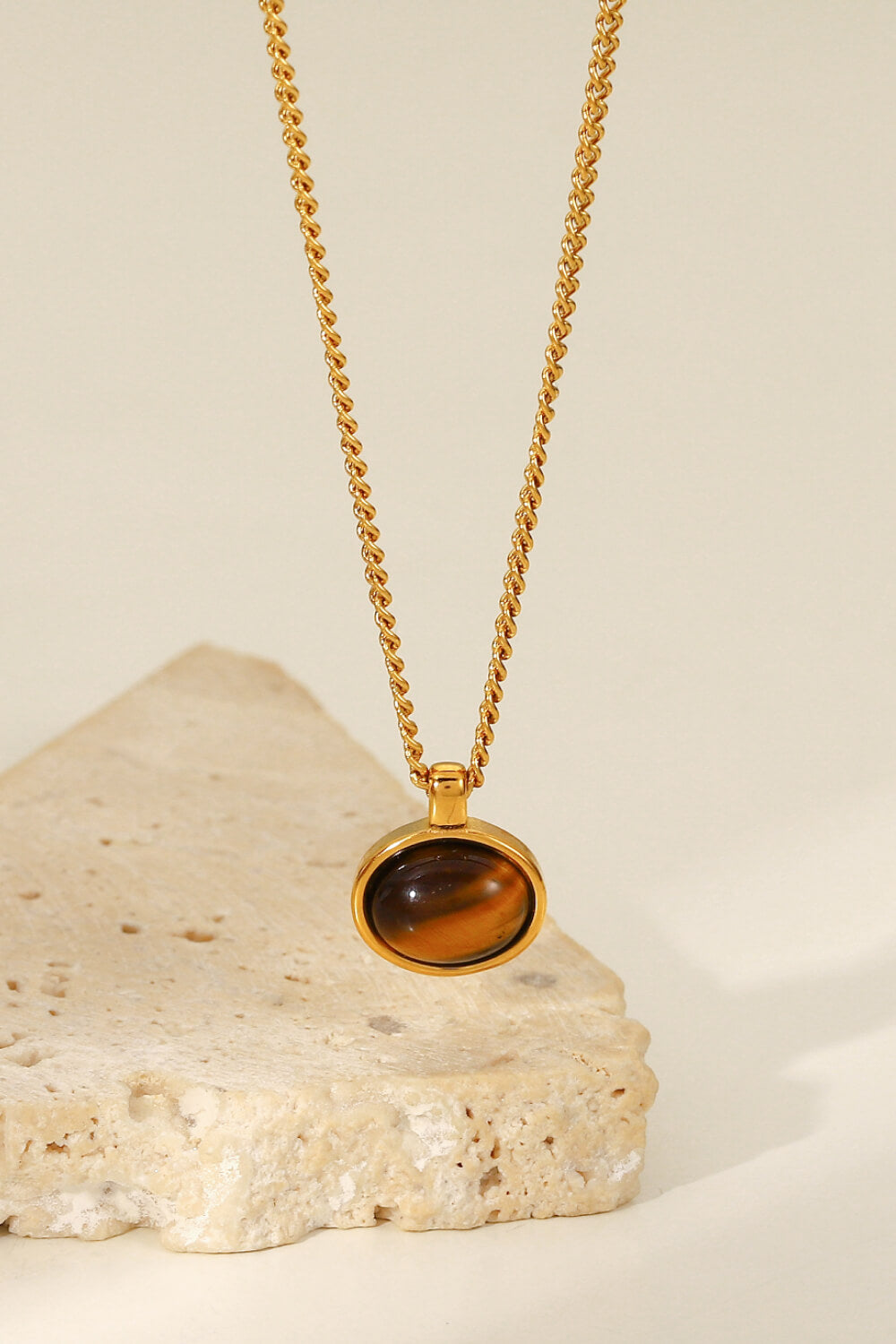 Natural Stone Geometric Pendant Necklace  Necklaces- Doll Fits