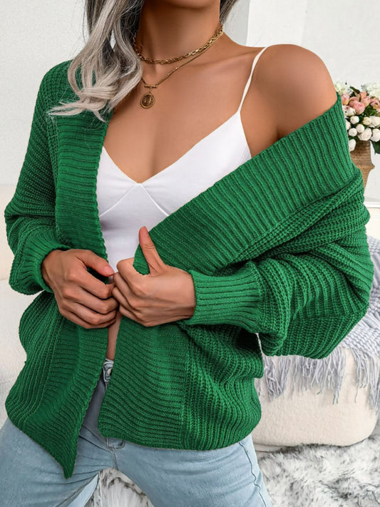 Rib-Knit Open Front Dolman Sleeve Cardigan  Coats & Jackets- Doll Fits