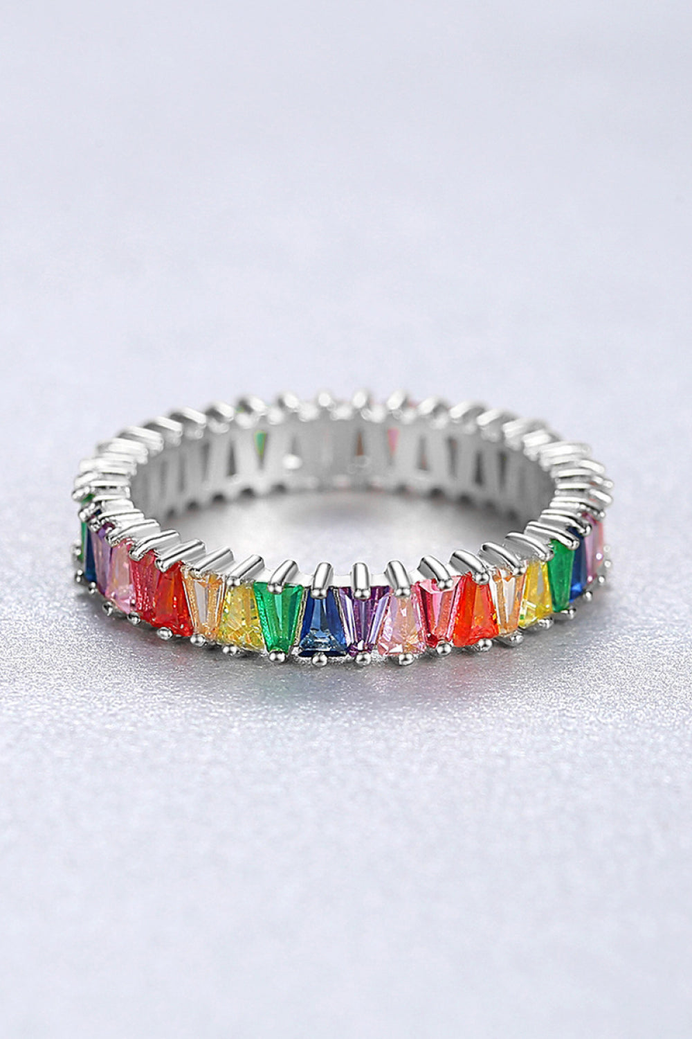 Multicolored Cubic Zirconia 925 Sterling Silver Ring  - Doll Fits