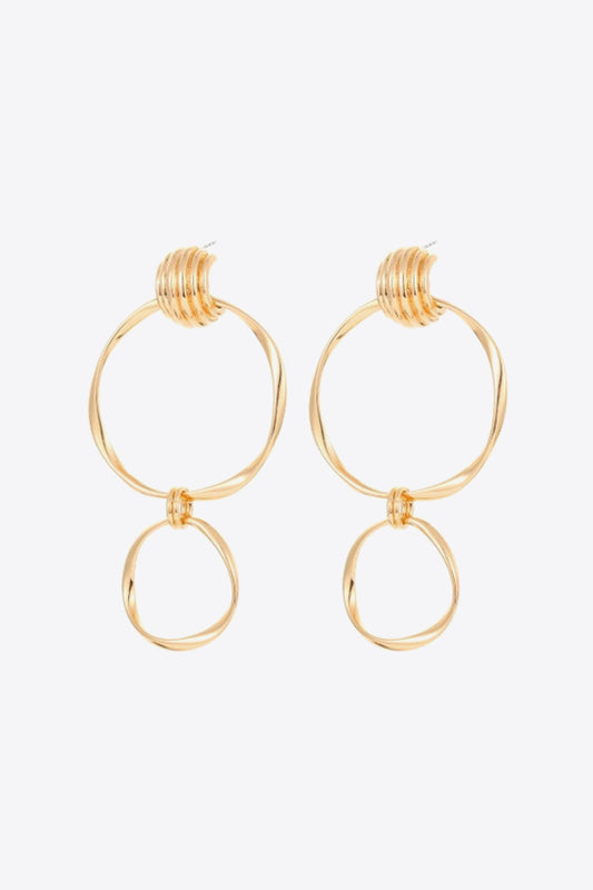 Double Hoop Zinc Alloy Drop Earrings  Earrings- Doll Fits
