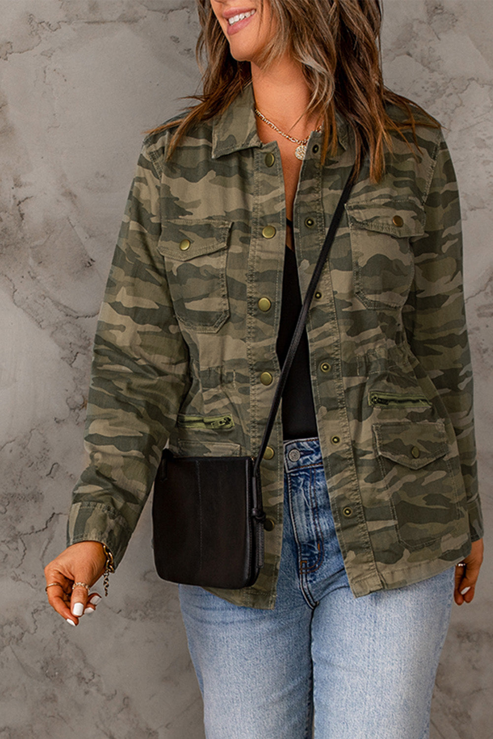Camouflage Snap Down Jacket  Coats & Jackets- Doll Fits