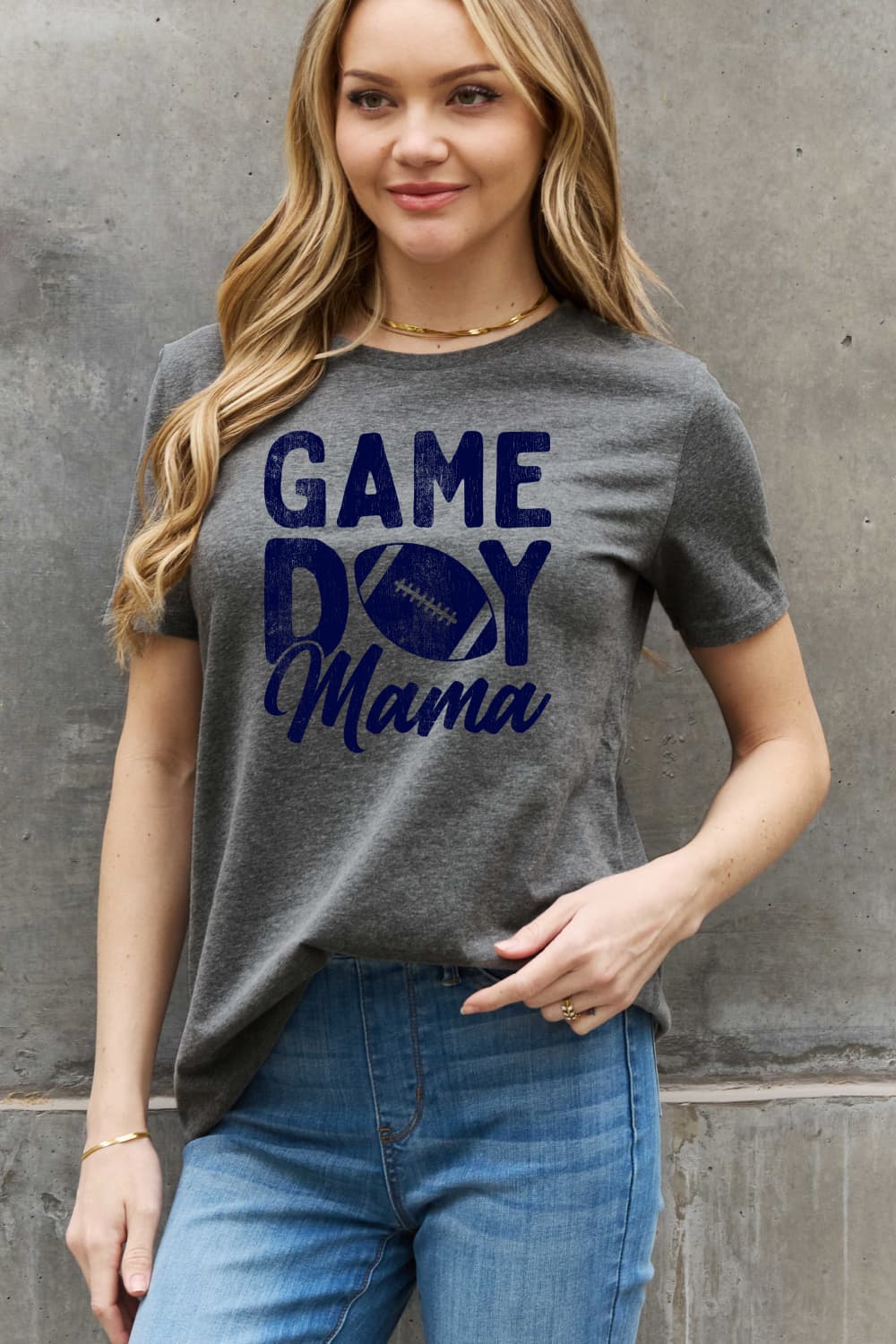 Simply Love Full Size GAMEDAY MAMA Graphic Cotton Tee  - Doll Fits