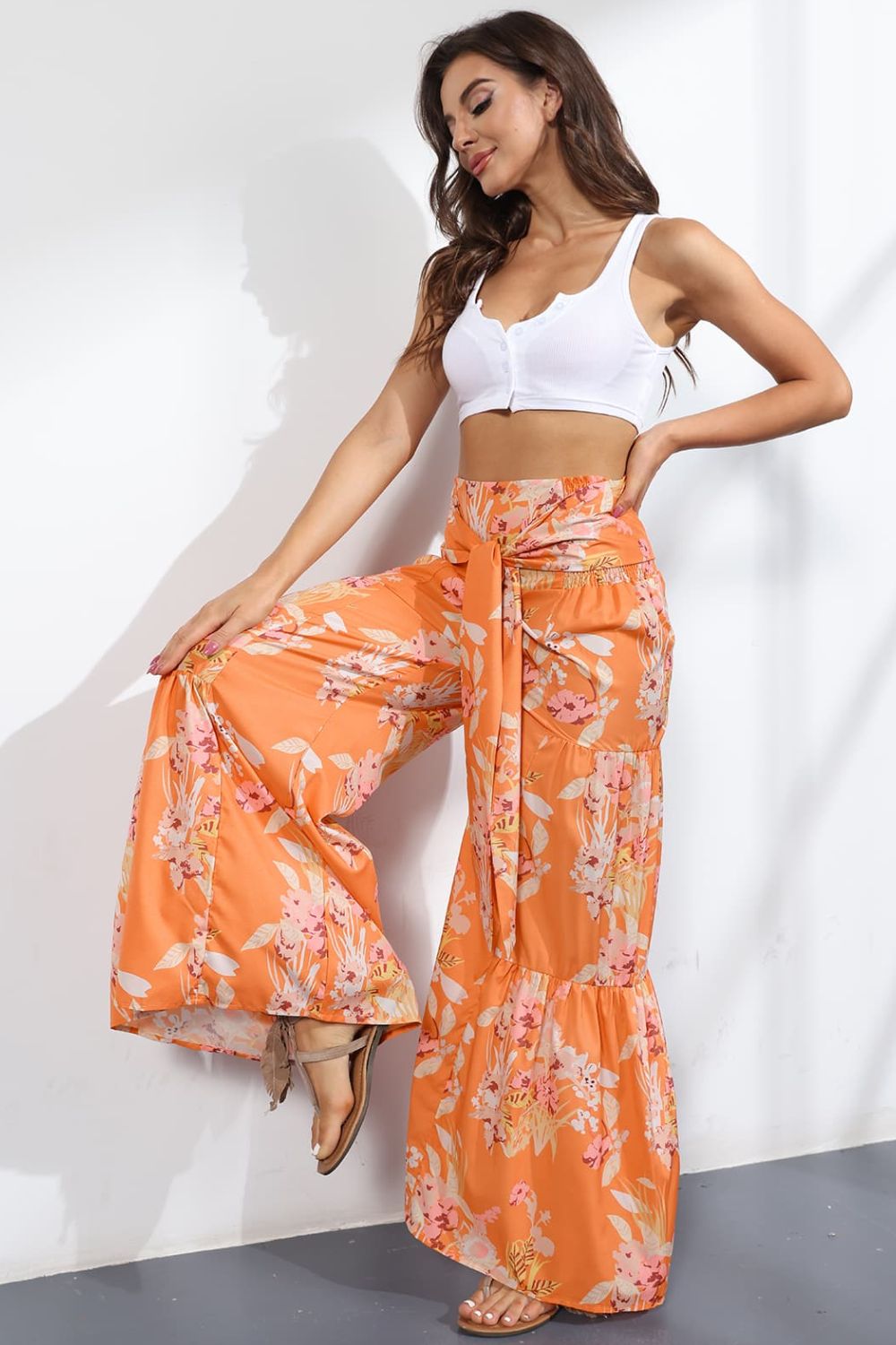 Printed High-Rise Tied Culottes  - Doll Fits