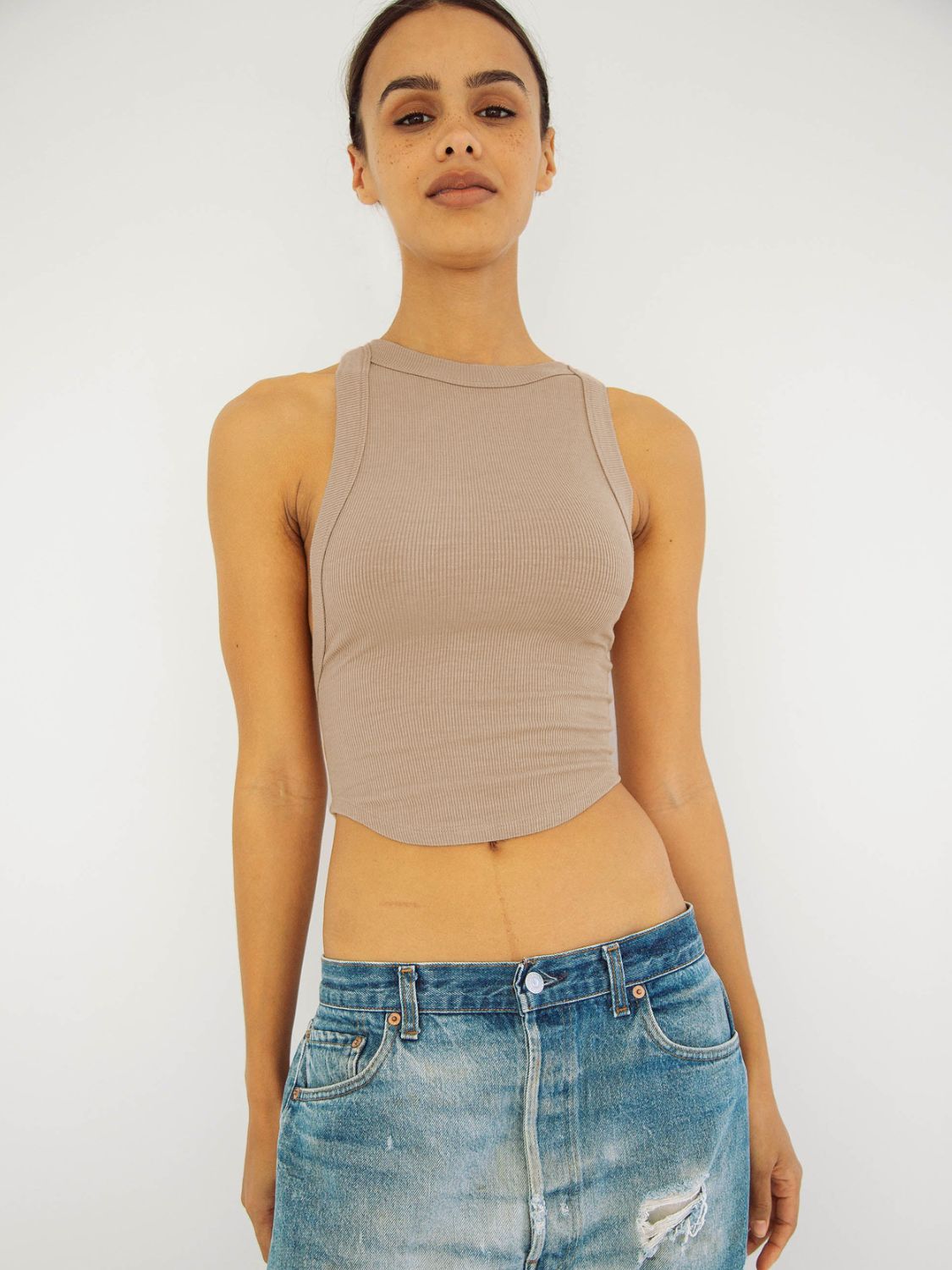 Halter Neck Ribbed Cropped Top  Shirts & Tops- Doll Fits