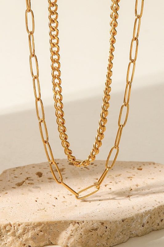 18K Gold Plated Layered Chain Necklace  Necklaces- Doll Fits