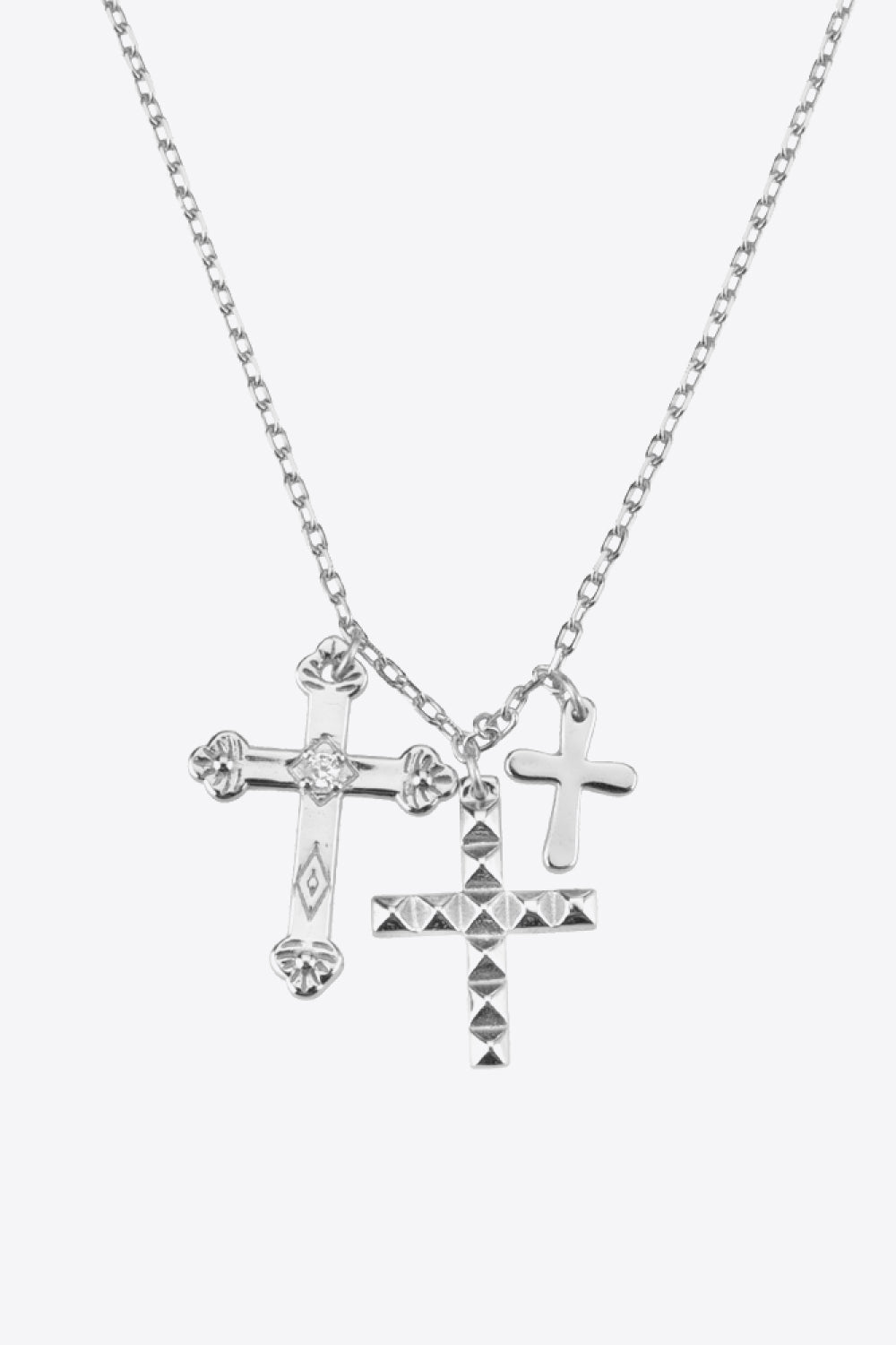 Inlaid Zircon Cross Pendant Necklace  Necklaces- Doll Fits