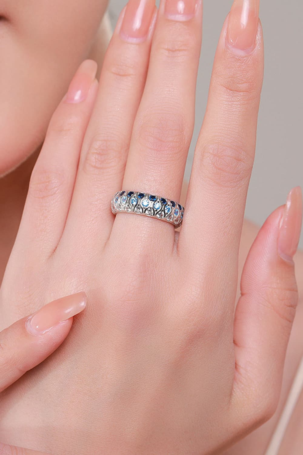 925 Sterling Silver Triple Row Zircon Ring  Rings- Doll Fits
