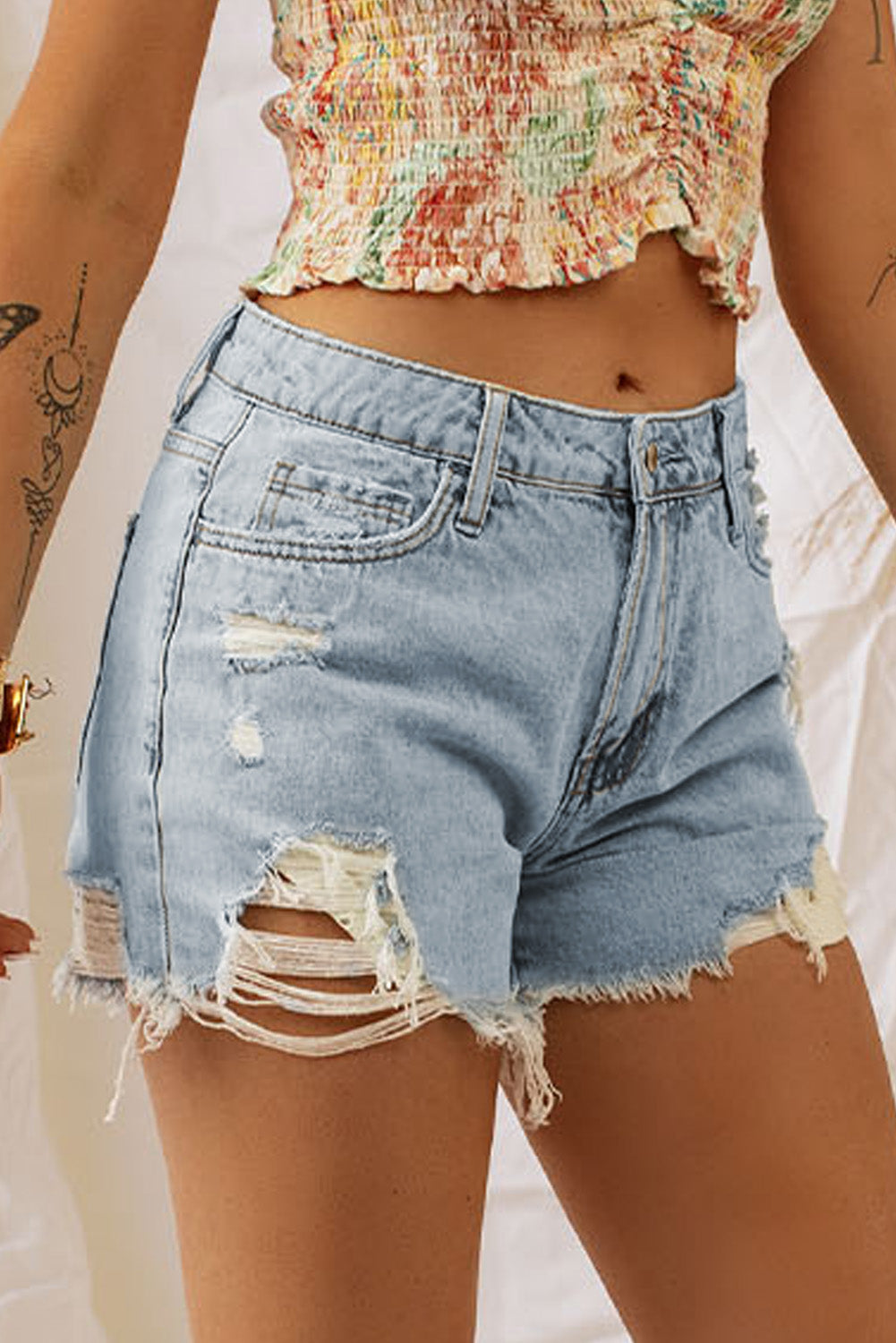 Distressed Denim Shorts  - Doll Fits
