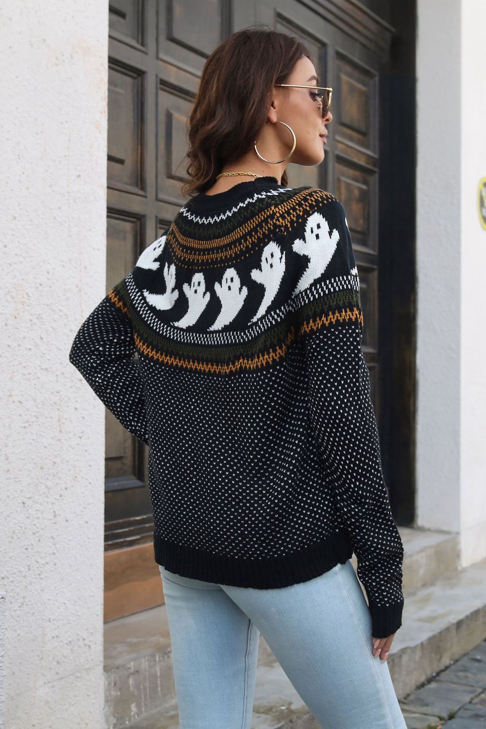 Ribbed Round Neck Long Sleeve Pullover Sweater  - Doll Fits