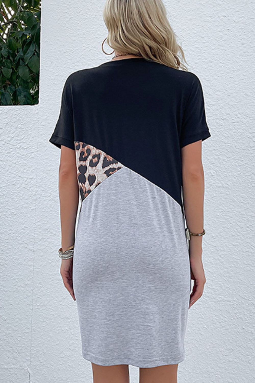 Color Block Leopard Tee Dress  Dresses- Doll Fits