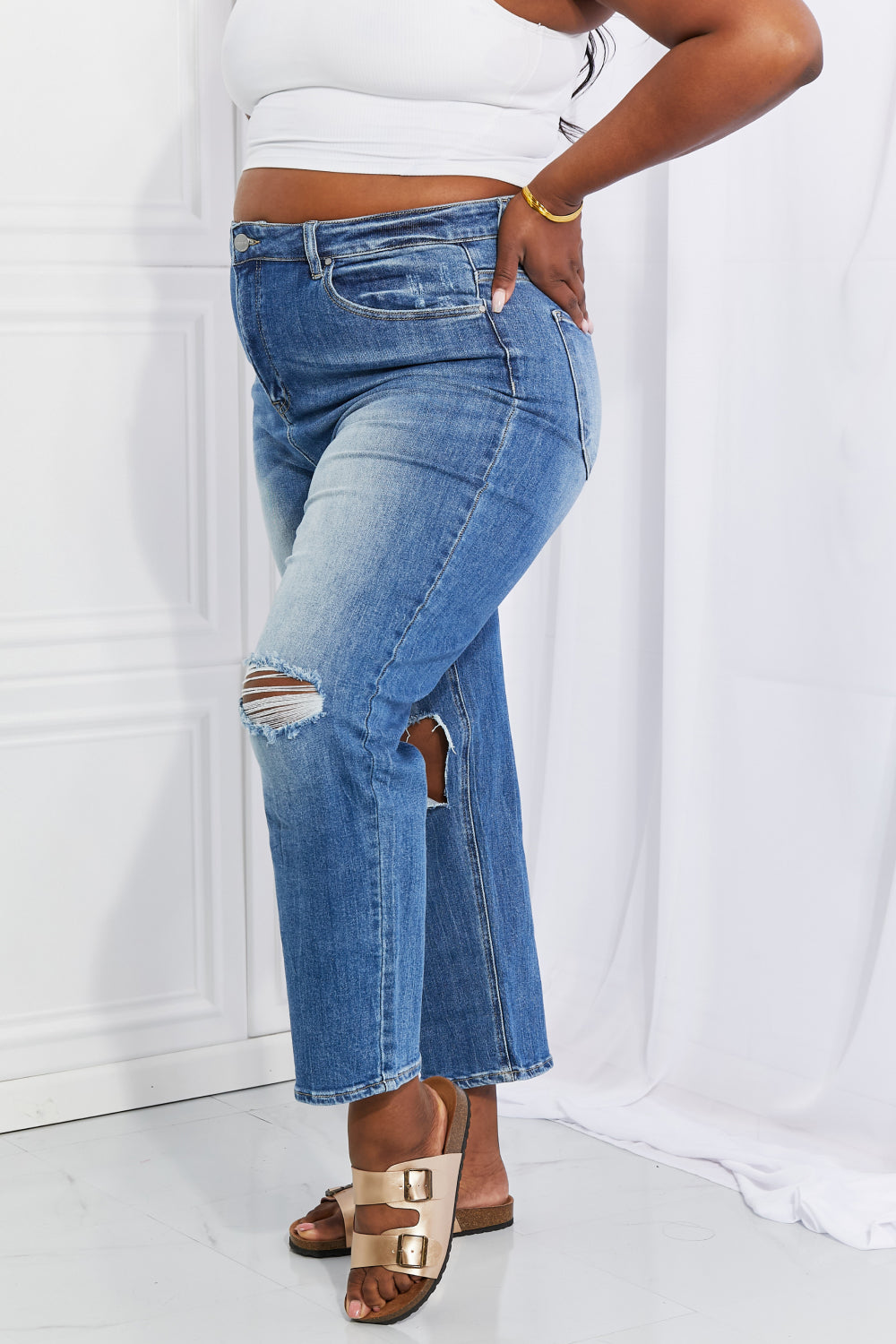 RISEN Full Size Emily High Rise Relaxed Jeans  Pants- Doll Fits