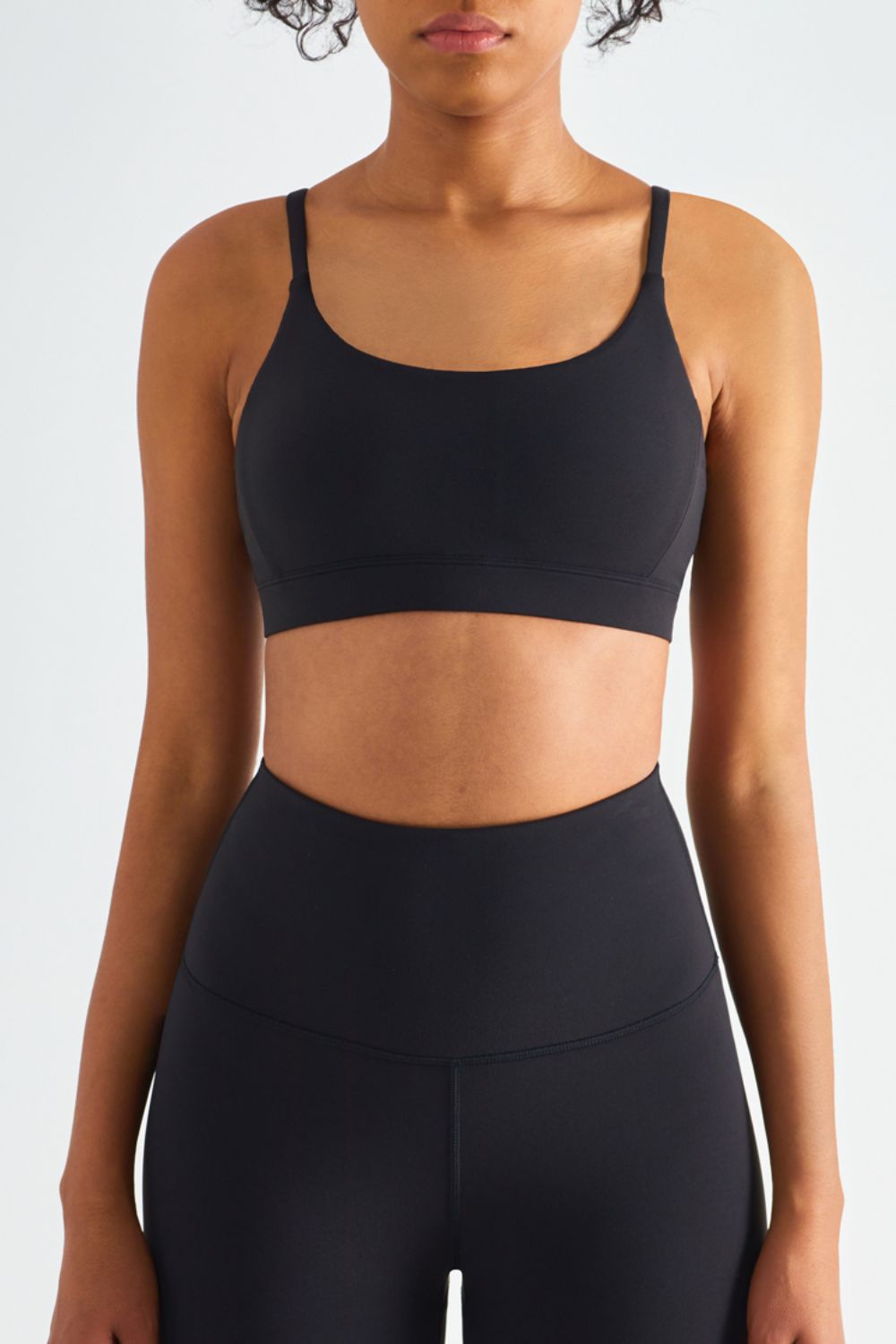 Spaghetti Strap Round Neck Sports Bra  - Doll Fits