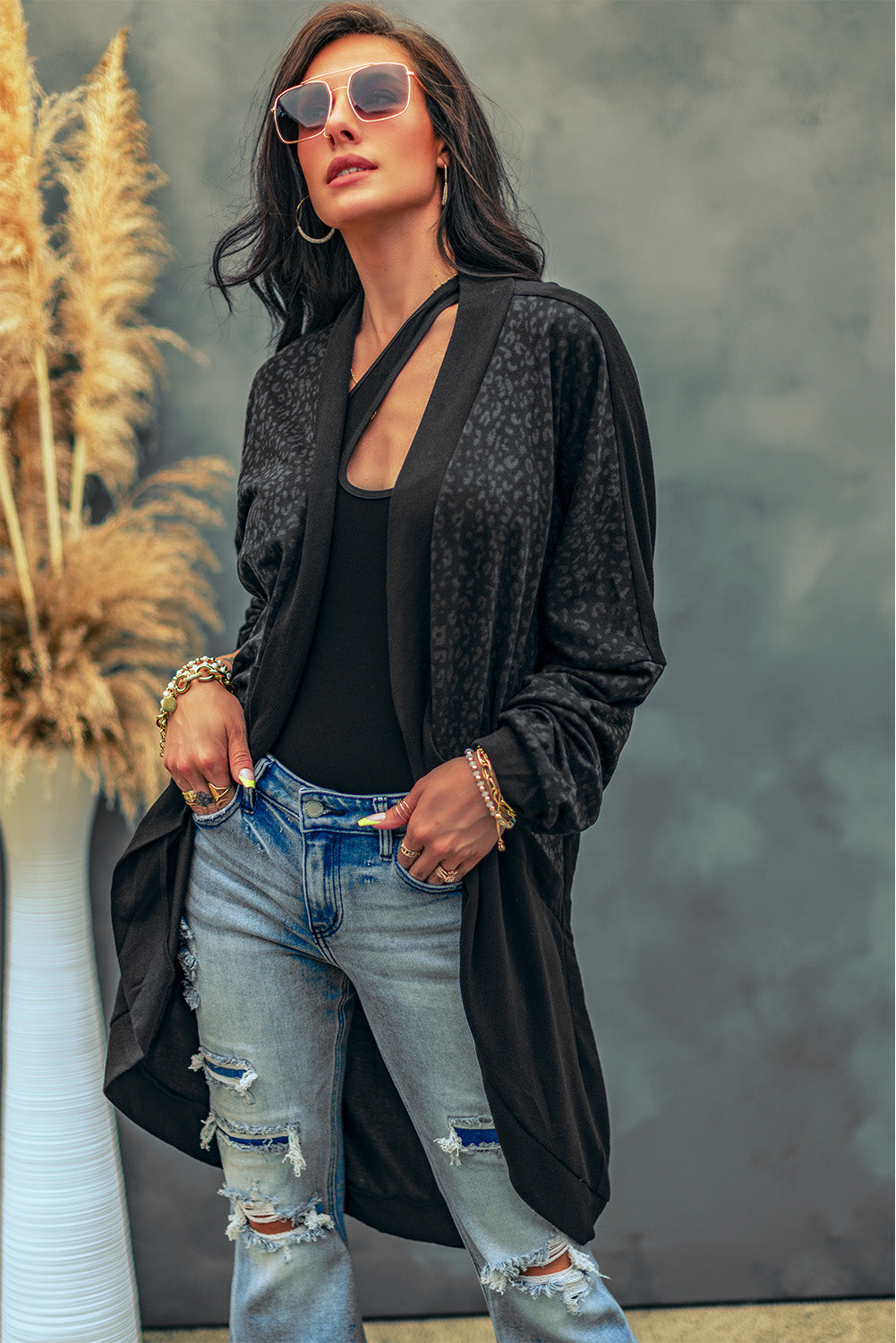 Open Front Long Sleeve Cardigan  - Doll Fits