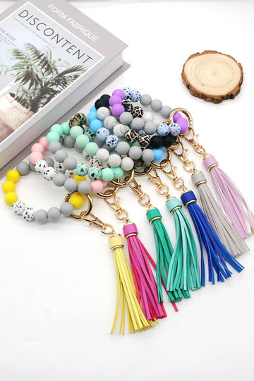 Assorted 2-Pack Multicolored Beaded Tassel Keychain  Keychains- Doll Fits