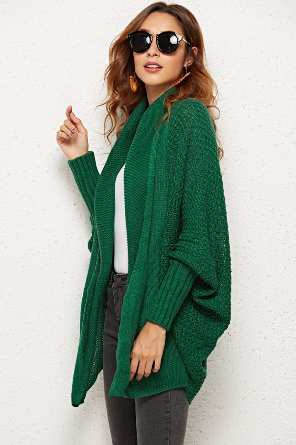 Open Front Dolman Sleeve Longline Cardigan  Shirts & Tops- Doll Fits
