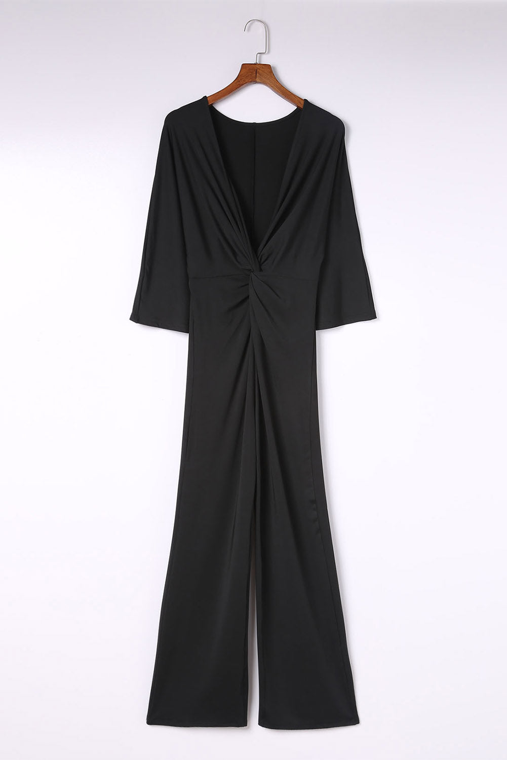 Twisted Plunge Three-Quarter Sleeve Jumpsuit  Jumpsuits & Rompers- Doll Fits
