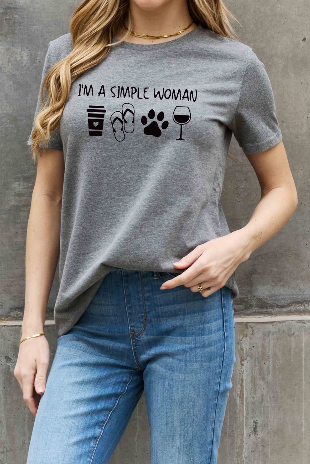 Simply Love Full Size I'M A  SIMPLE WOMAN Graphic Cotton Tee  Shirts & Tops- Doll Fits