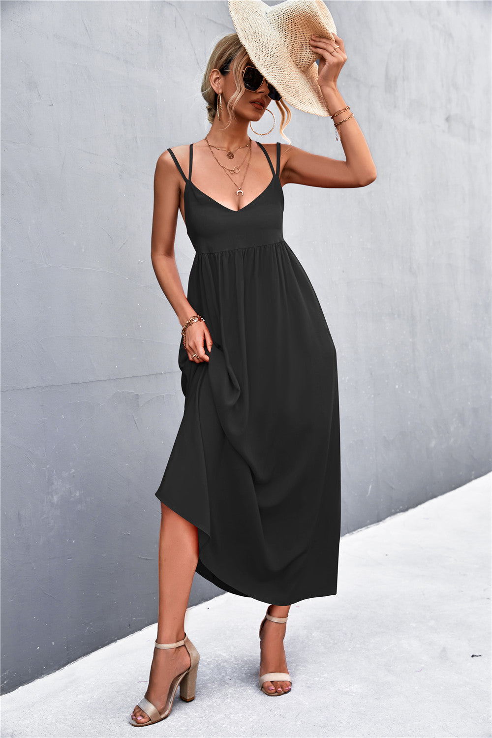 Double Strap Tie Back Dress  Dresses- Doll Fits
