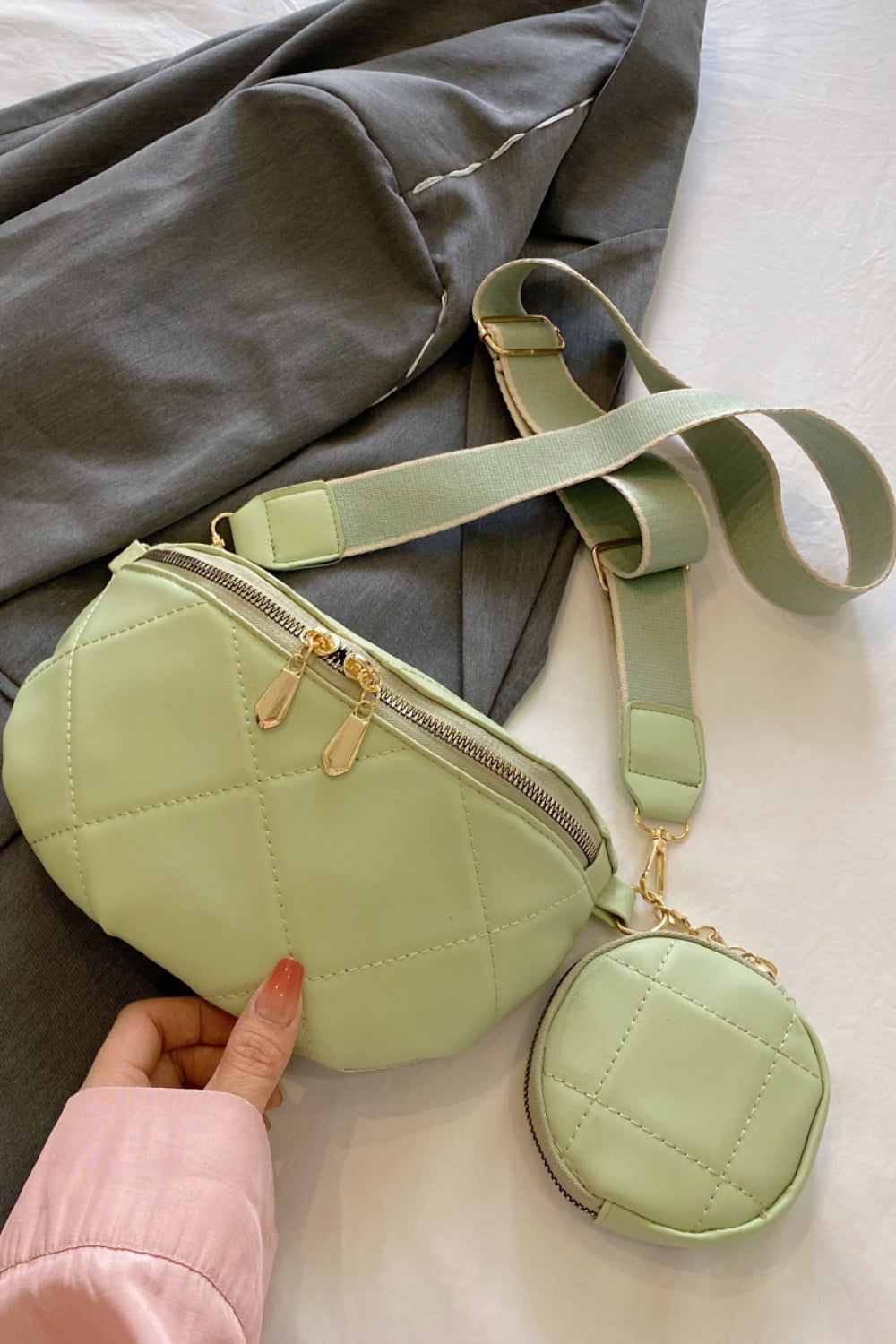 PU Leather Sling Bag with Small Purse  Handbags- Doll Fits