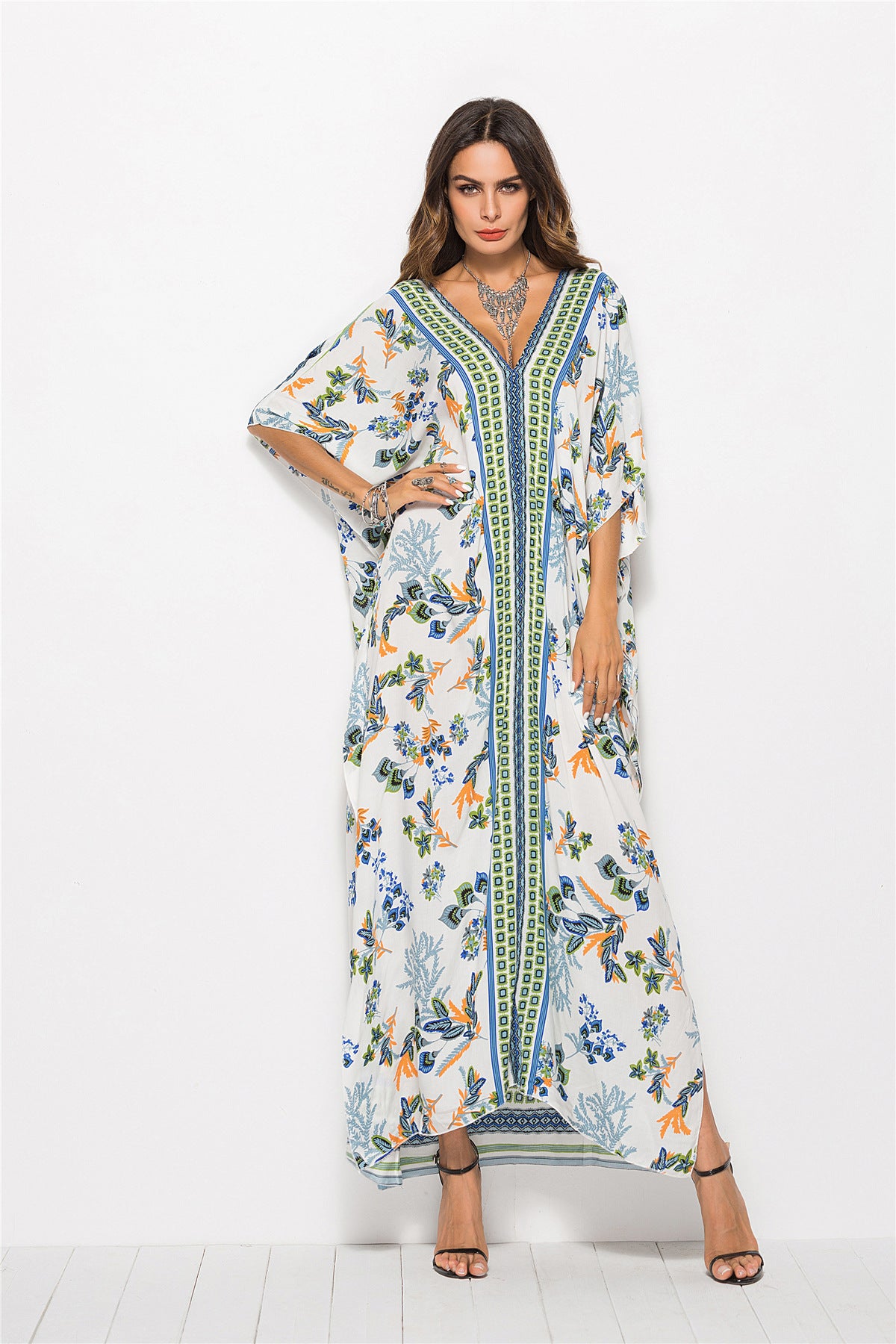 Floral V-Neck Dolman Sleeve Dress  Dresses- Doll Fits