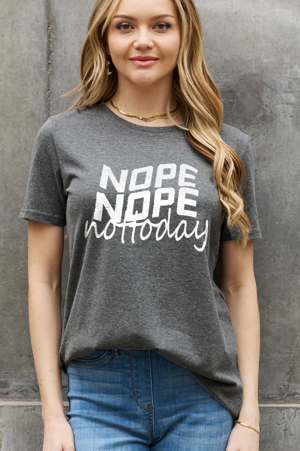Simply Love Full Size NOPE NOPE NOT TODAY Graphic Cotton Tee  - Doll Fits