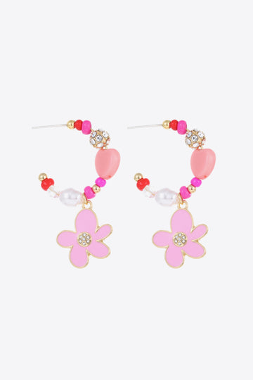 Flower C-Hoop Drop Earrings  Earrings- Doll Fits