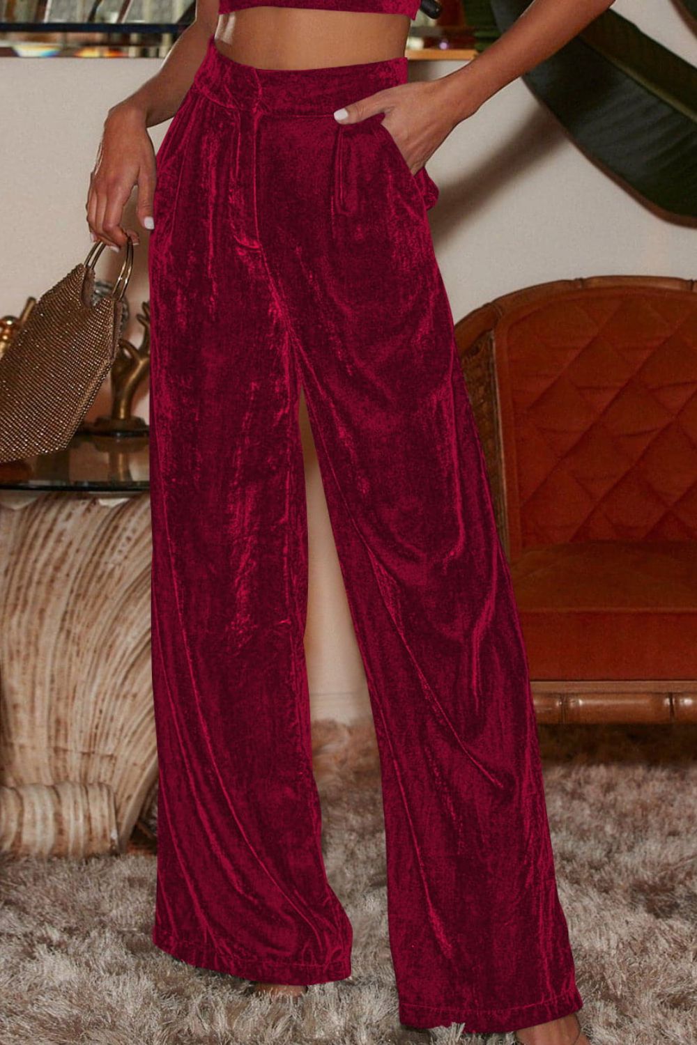 Loose Fit High Waist Long Pants with Pockets  - Doll Fits