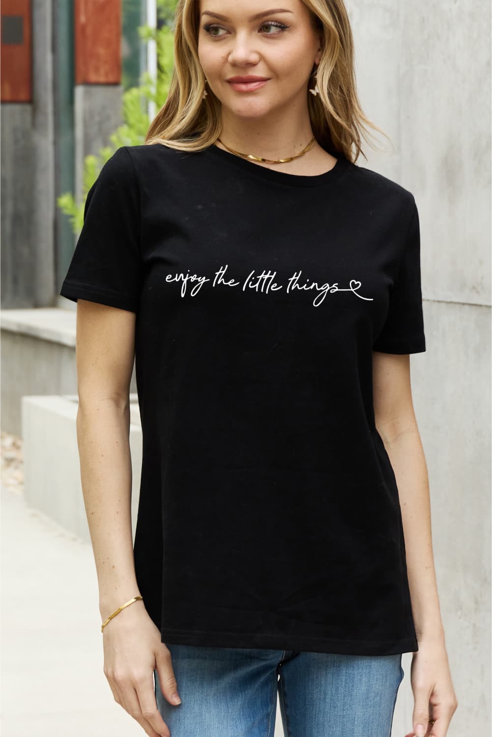 Simply Love Full Size ENJOY THE LITTLE THINGS Graphic Cotton Tee  Shirts & Tops- Doll Fits