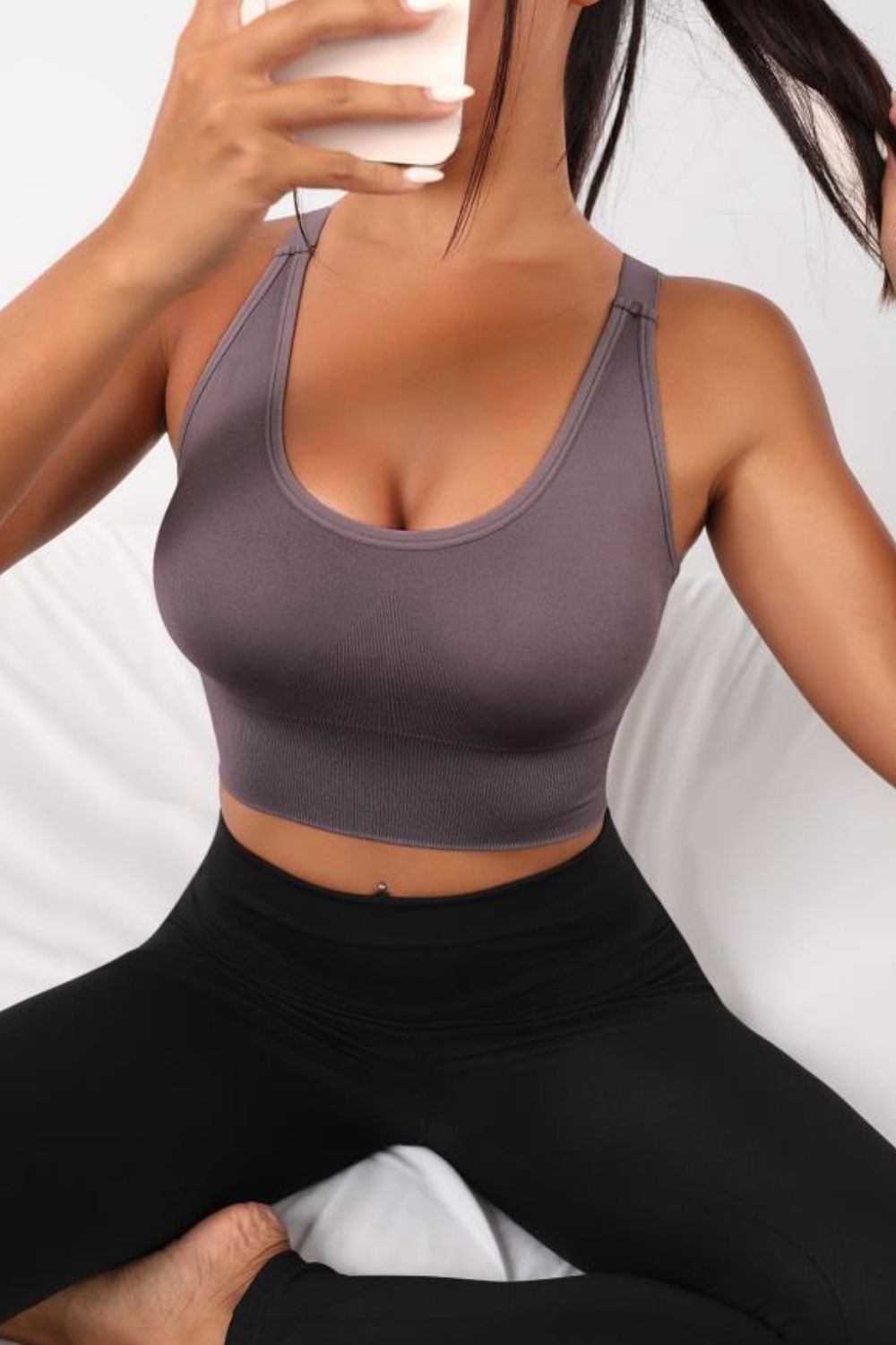 Scoop Neck Long Active Bra  - Doll Fits