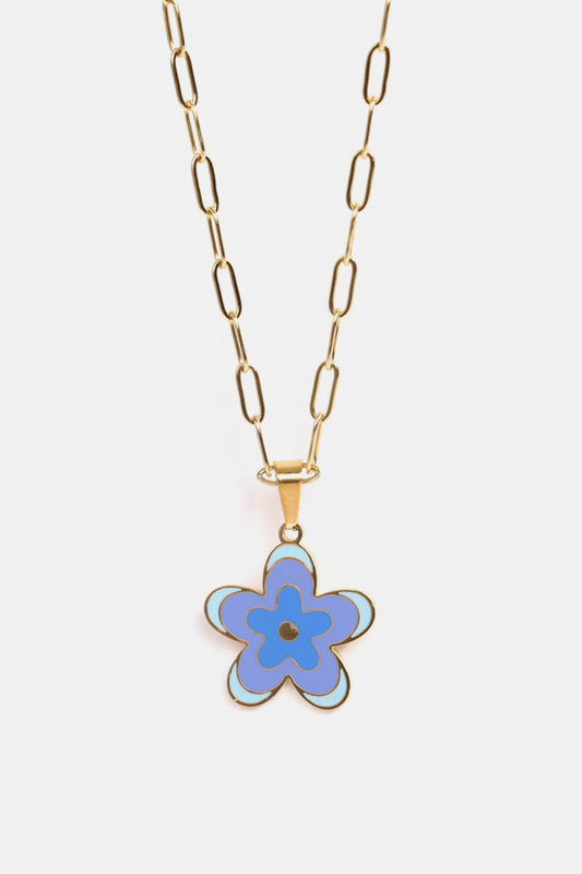 Flower Pendant Stainless Steel Necklace  Necklaces- Doll Fits