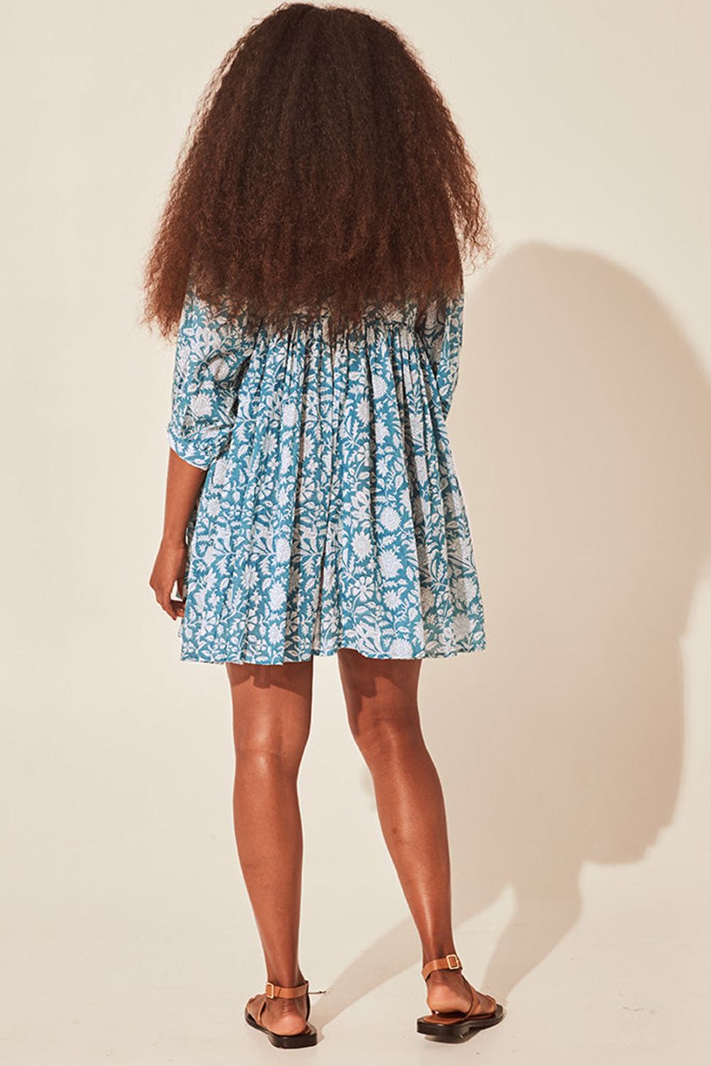 Floral Tie Neck Lantern Sleeve Dress  Dresses- Doll Fits