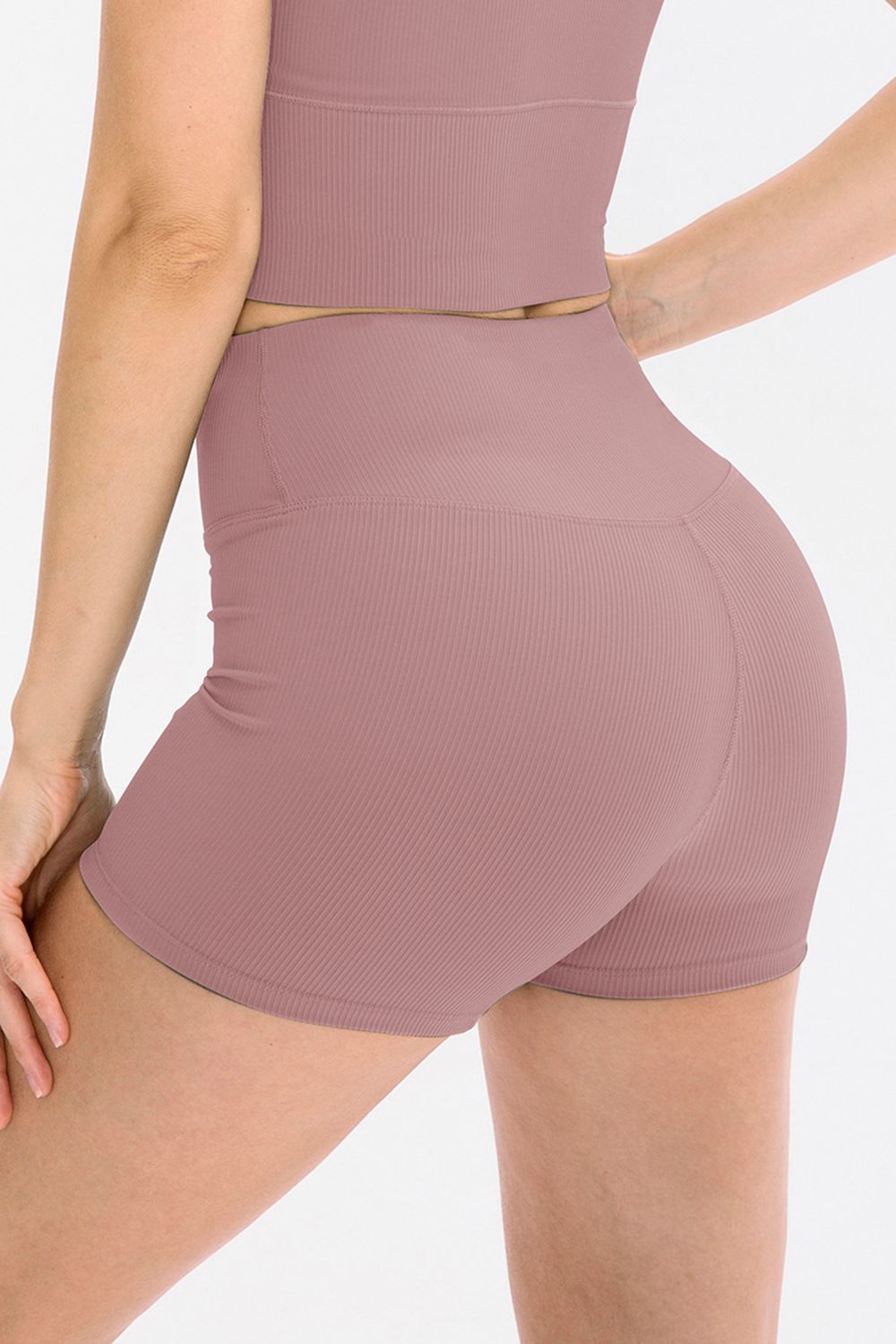Slim Fit Wide Waistband Sports Shorts  Activewear- Doll Fits