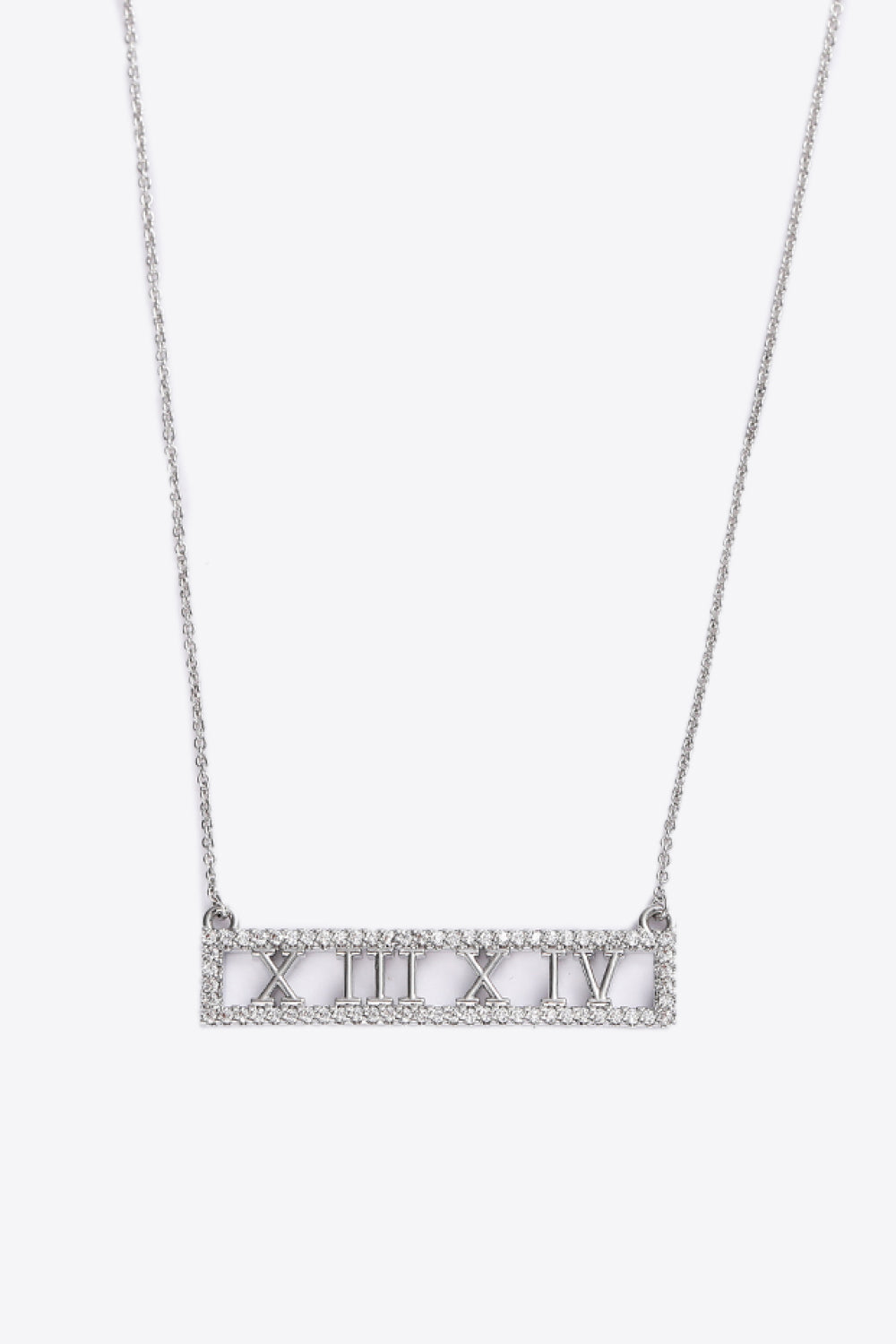 Inlaid Cubic Zirconia Bar Pendant Necklace  Necklaces- Doll Fits