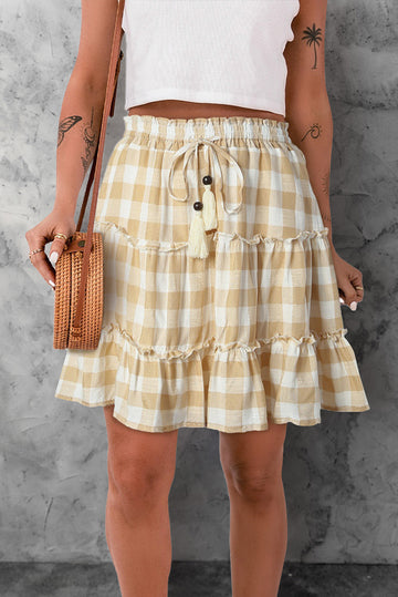 Plaid Tassel Tie Frill Trim Skirt  Skirts- Doll Fits