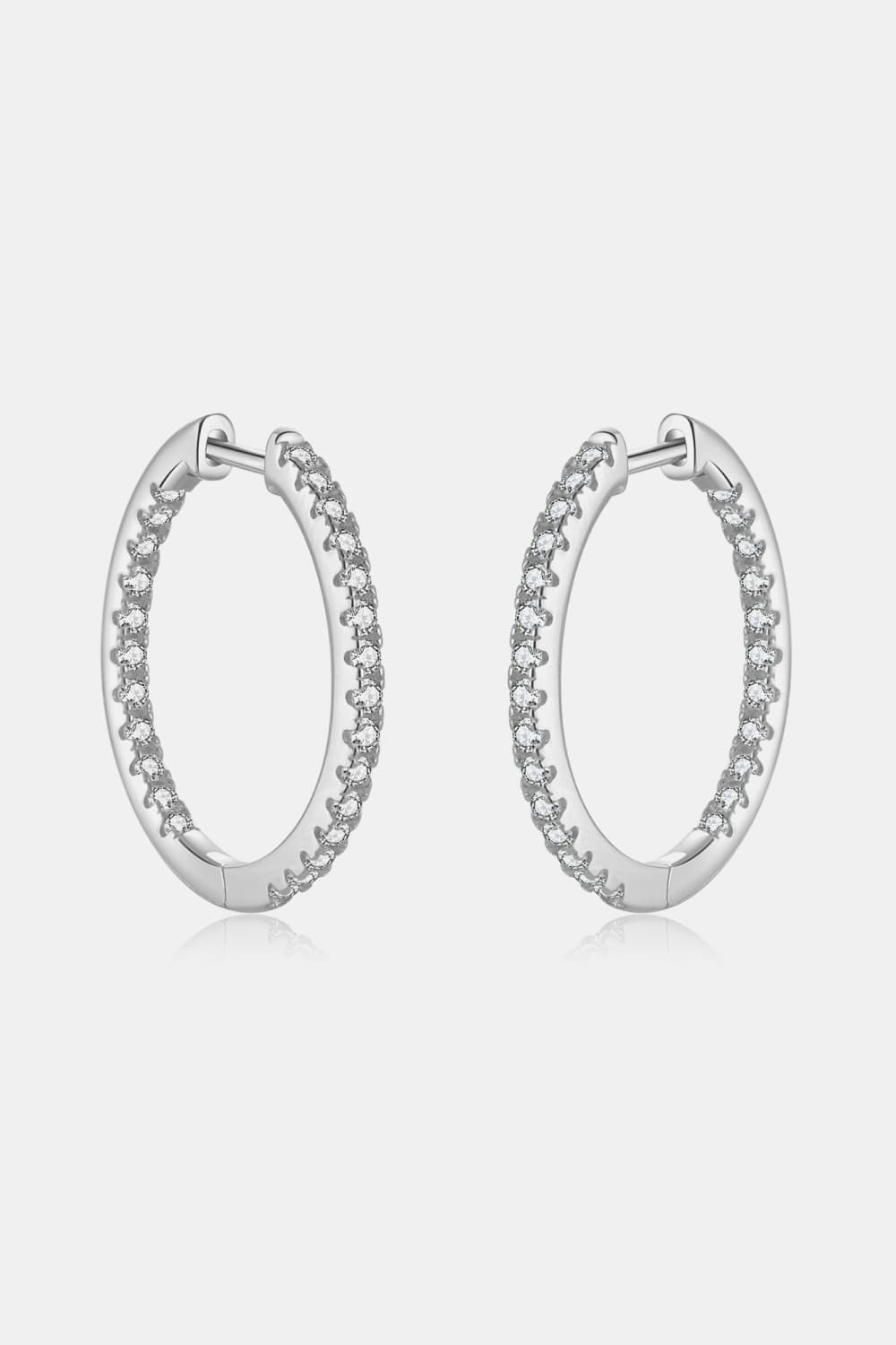Inlaid Zircon 925 Sterling Silver Huggie Earrings  Earrings- Doll Fits