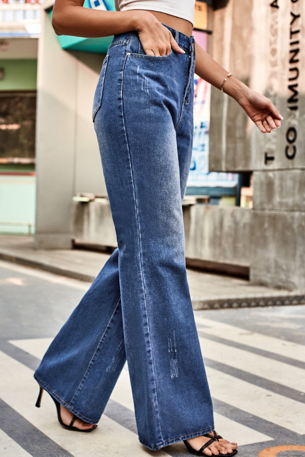 Buttoned Loose Fit Jeans with Pockets  - Doll Fits