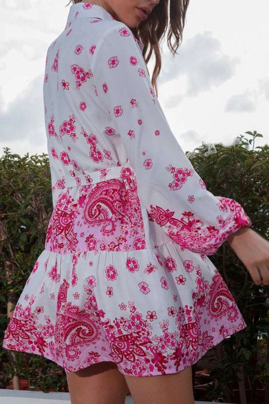 Collared Neck Tie Waist Shirt Dress  Dresses- Doll Fits