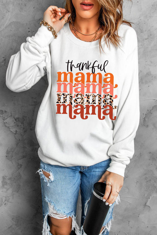 THANKFUL MAMA Graphic Dropped Shoulder Round Neck Sweatshirt  Shirts & Tops- Doll Fits