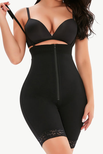 Full Size Lace Detail Zip-Up Under-Bust Shaping Bodysuit  Shapewear- Doll Fits