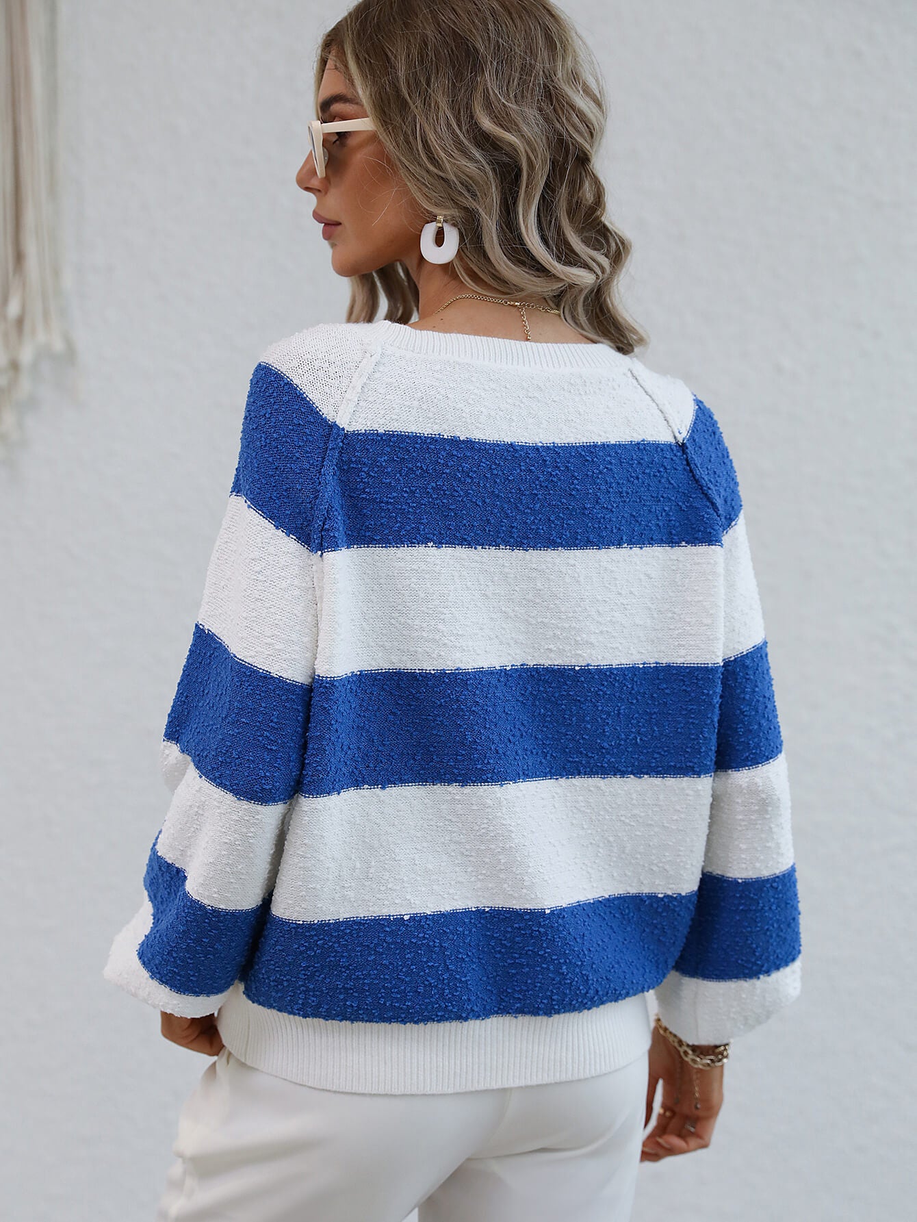 Striped Raglan Sleeve Ribbed Trim Knit Top  Shirts & Tops- Doll Fits
