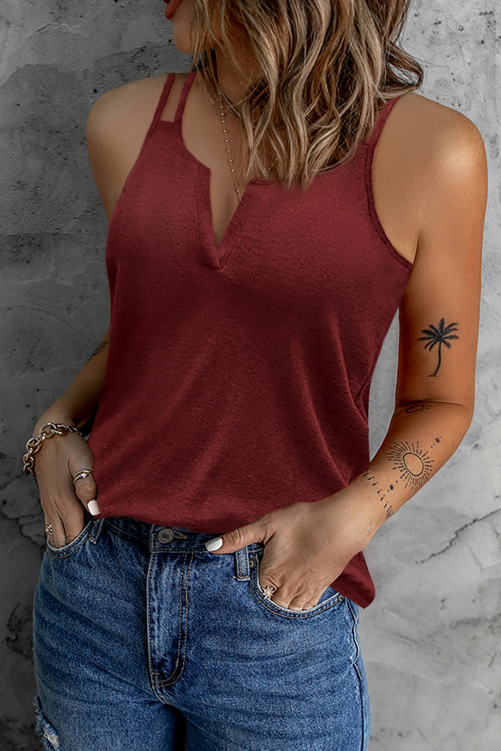Double-Strap Notched Neck Tank  Shirts & Tops- Doll Fits